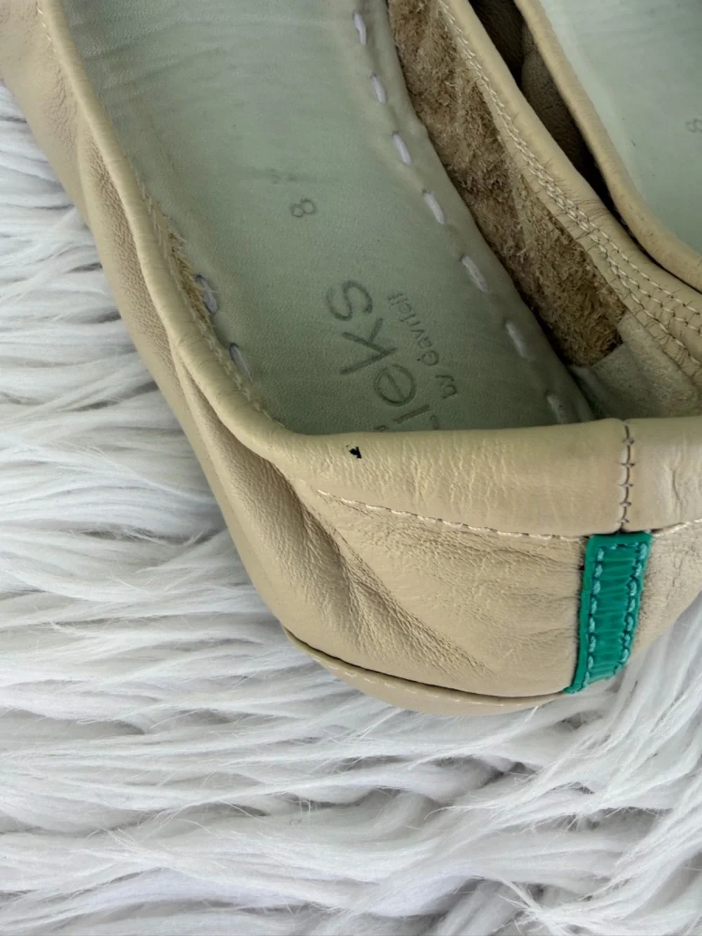 Tieks Ballet Flats Womens Size 8 Beige Nude Teal Heel Stripe Foldable